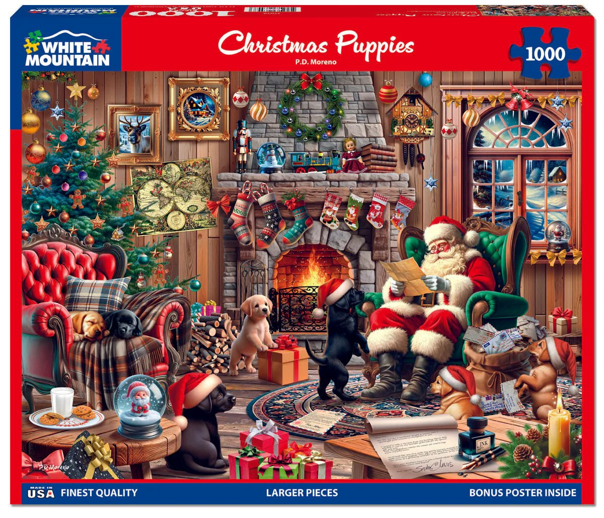 Christmas Puppies (2009pz) - 1000 Piece Jigsaw Puzzle - Image 2