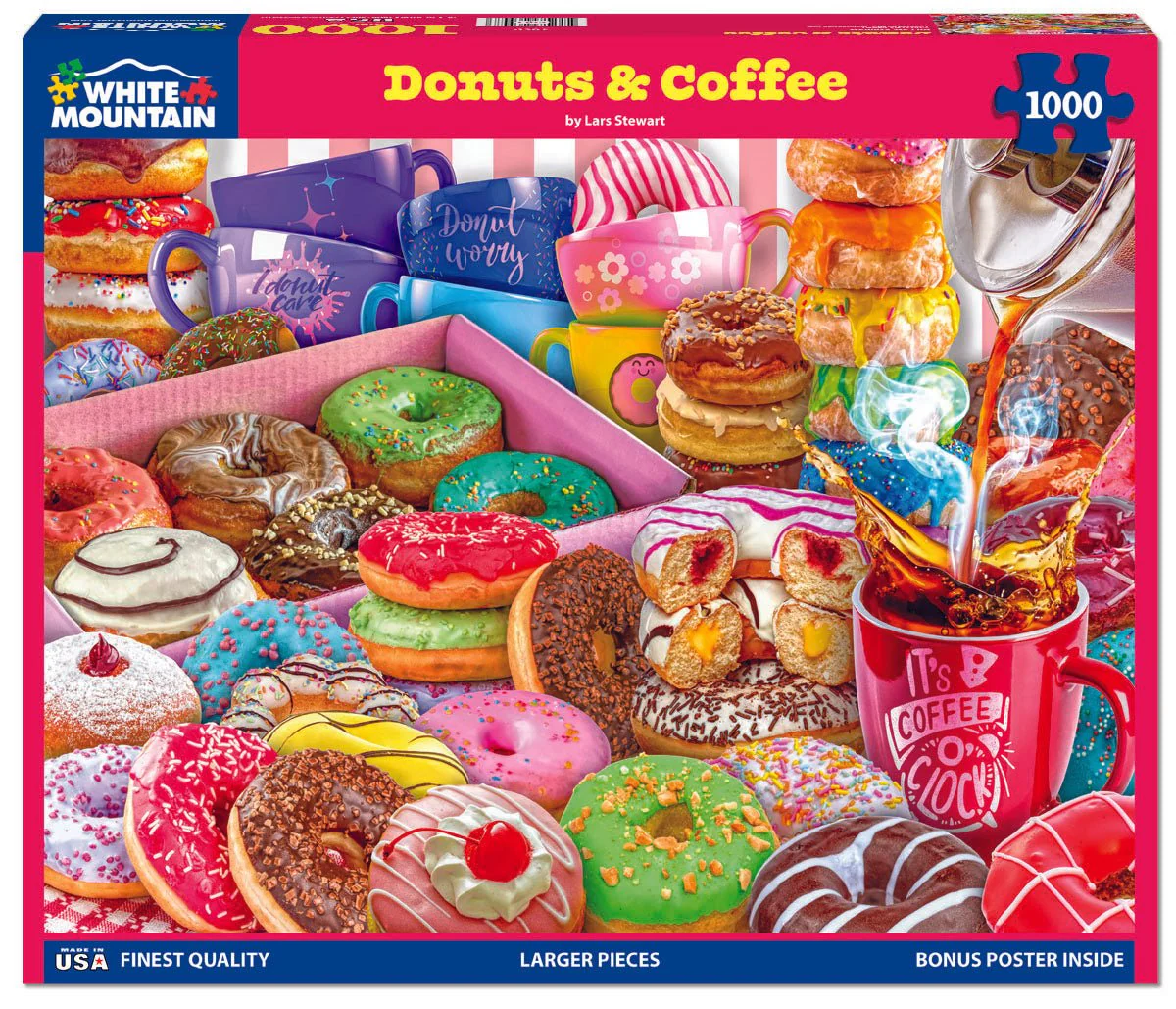 Donuts & Coffee (1869pz) - 1000 Piece Jigsaw Puzzle - Image 2