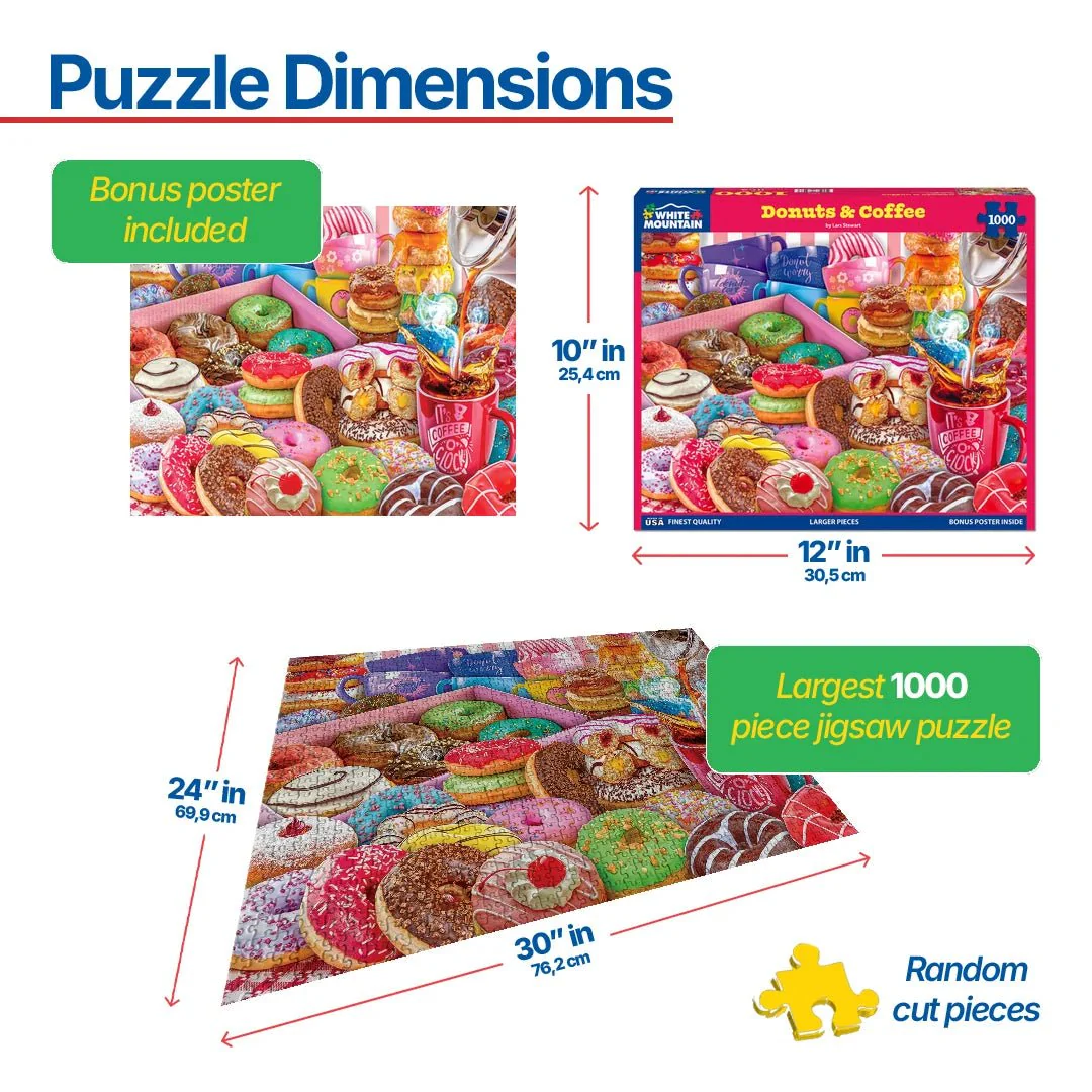 Donuts & Coffee (1869pz) - 1000 Piece Jigsaw Puzzle - Image 3
