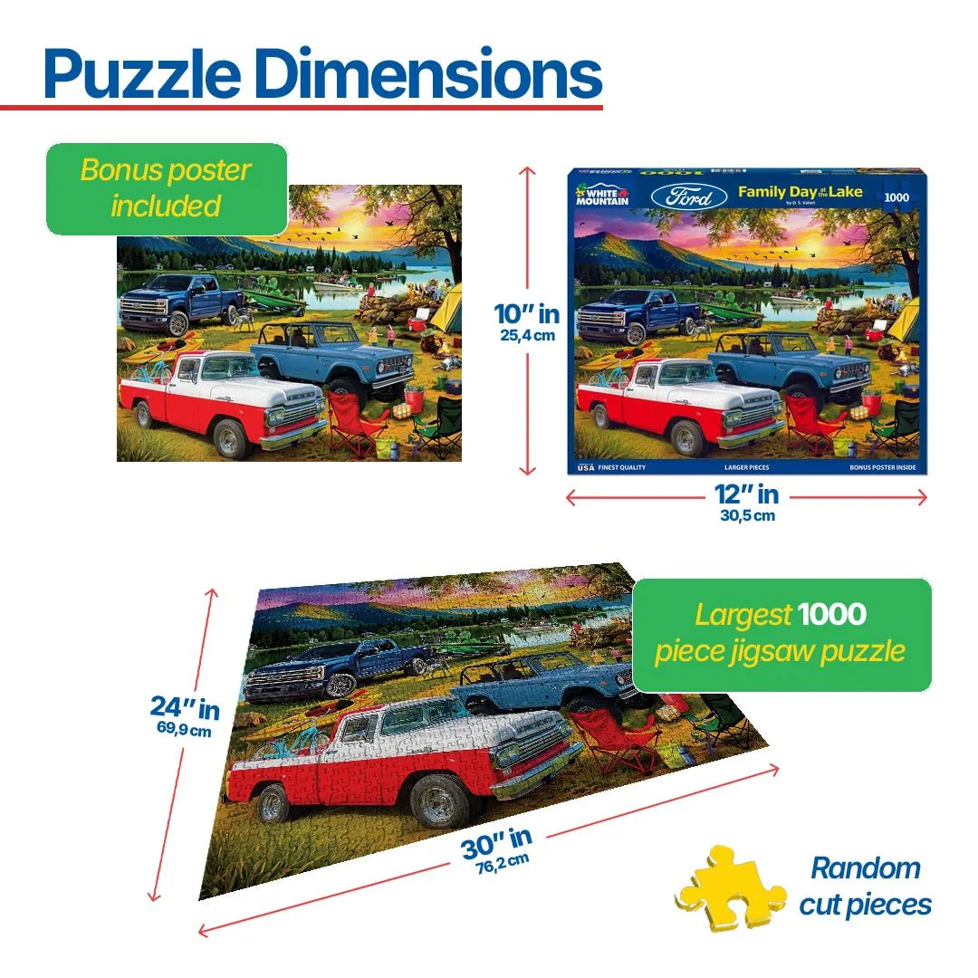 Family Day At The Lake-Ford (2112pz) - 1000 Piece Jigsaw Puzzle - Image 3