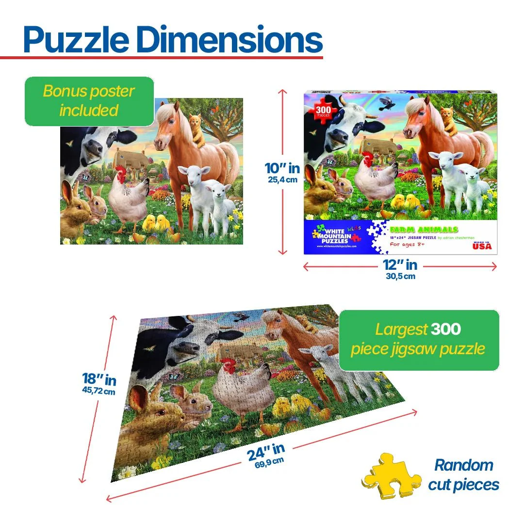 Farm Animals (1368pz) - 300 Piece Jigsaw Puzzle - Image 3