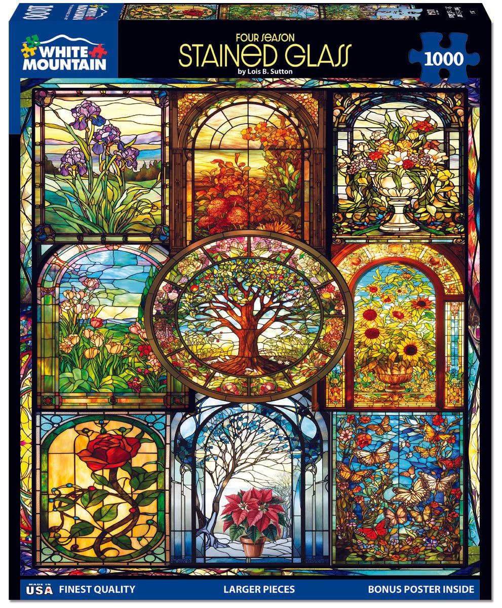Four Season Stained Glass (2139pz) - 1000 Piece Jigsaw Puzzle - Image 2