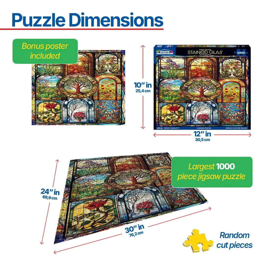 Four Season Stained Glass (2139pz) - 1000 Piece Jigsaw Puzzle - Image 3