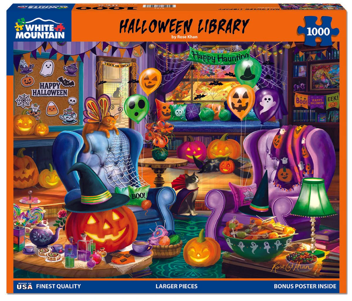 Halloween Library (2125pz) - 1000 Piece Jigsaw Puzzle - Image 2