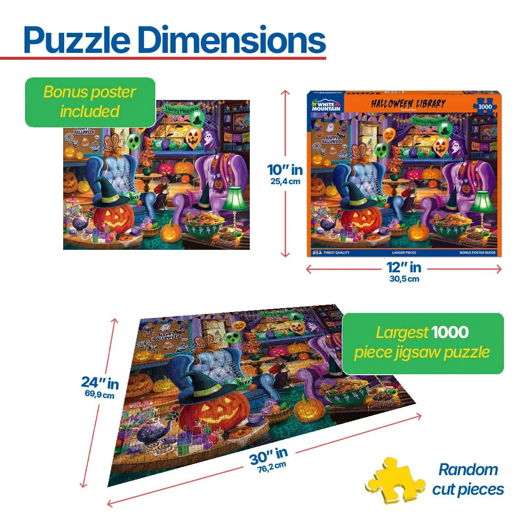 Halloween Library (2125pz) - 1000 Piece Jigsaw Puzzle - Image 3