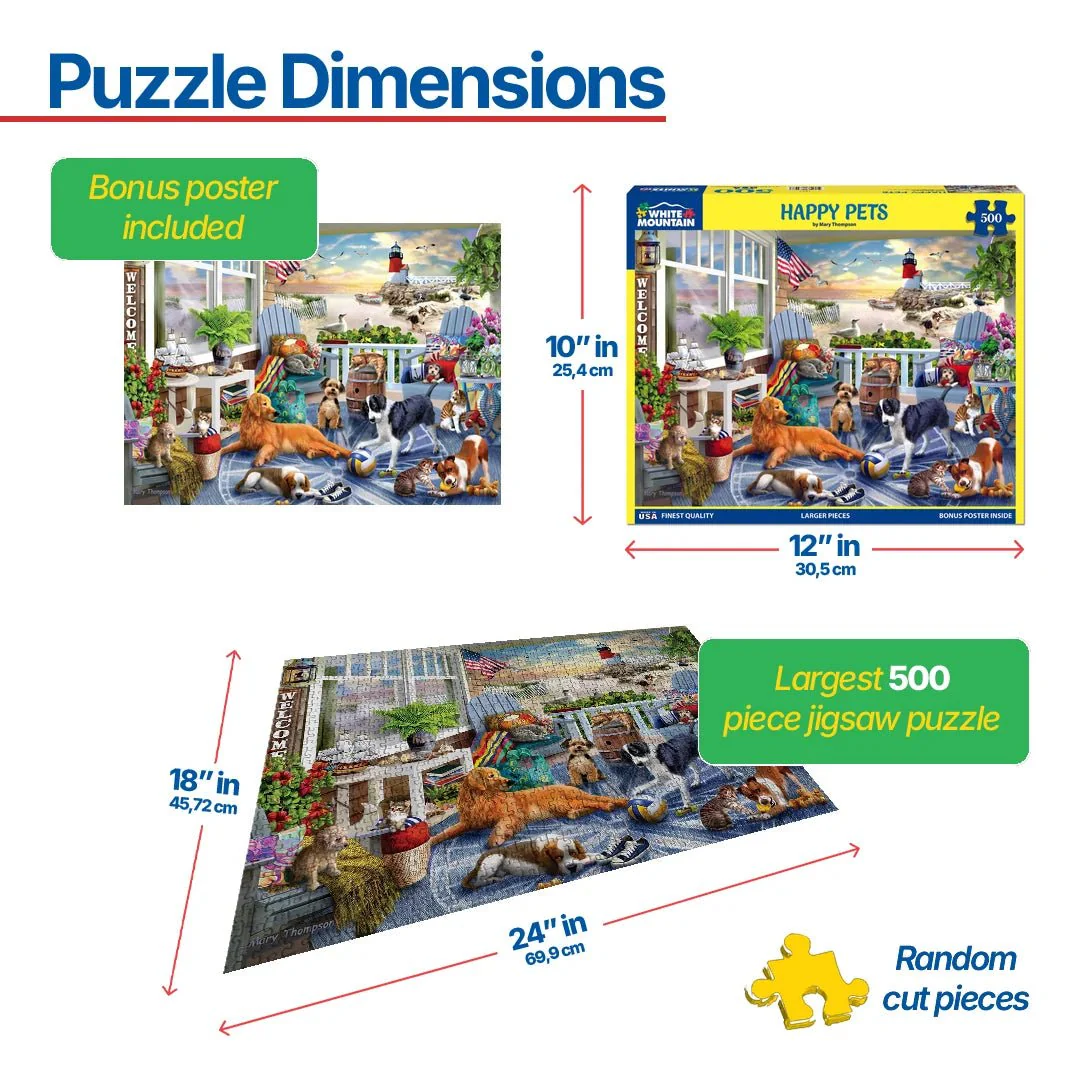 Happy Pets (1847pz) - 500 Piece Jigsaw Puzzle - Image 3