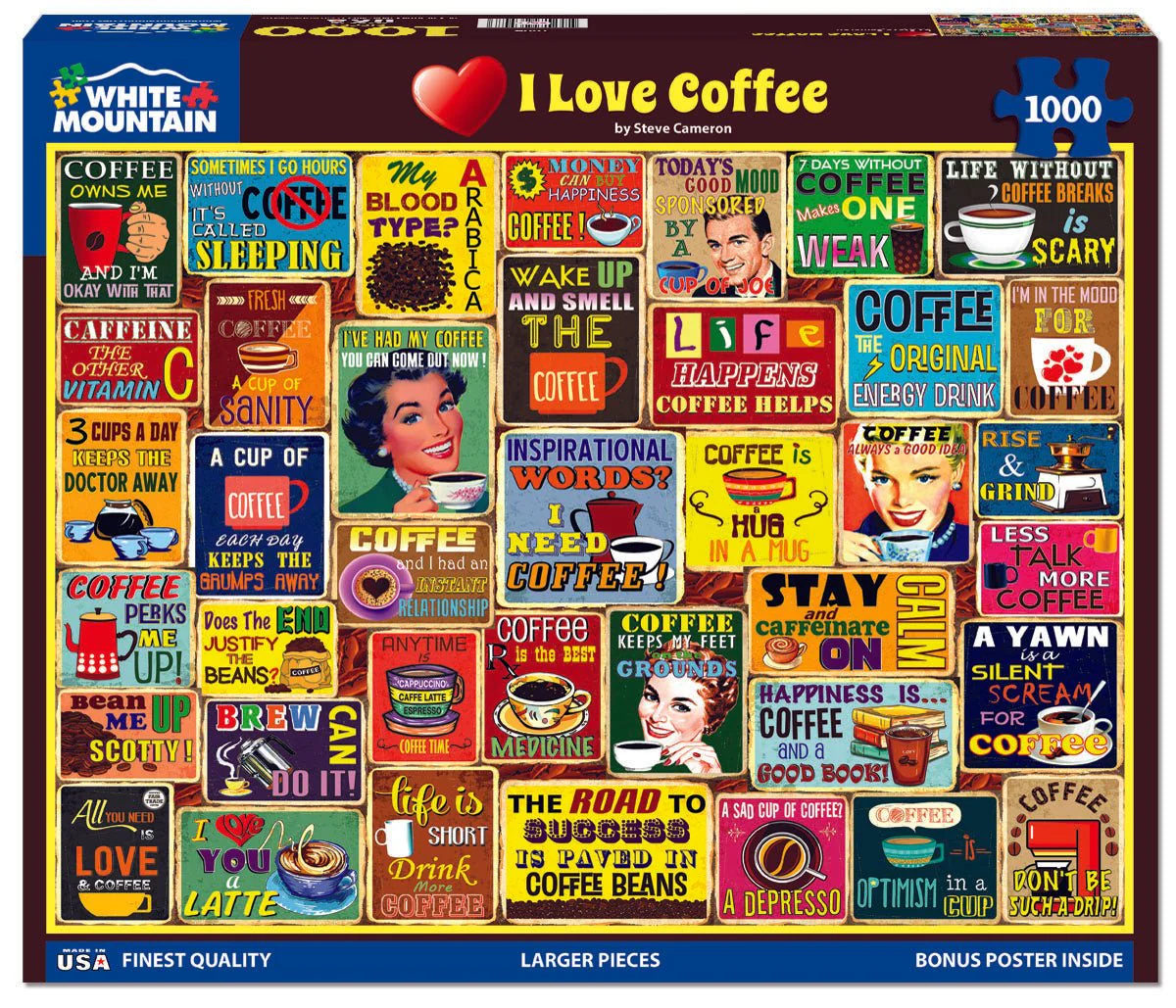 I Love Coffee (1864pz) - 1000 Piece Jigsaw Puzzle - Image 2