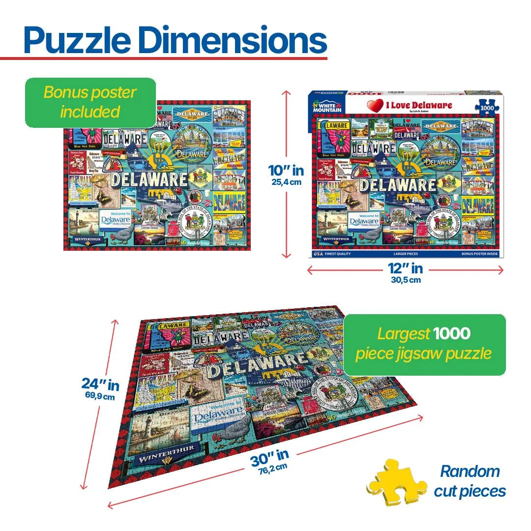 I Love Delaware (2108pz) - 1000 Piece Jigsaw Puzzle - Image 3