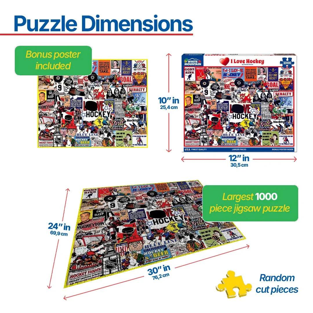 I Love Hockey (1770pz) - 1000 Piece Jigsaw Puzzle - Image 3