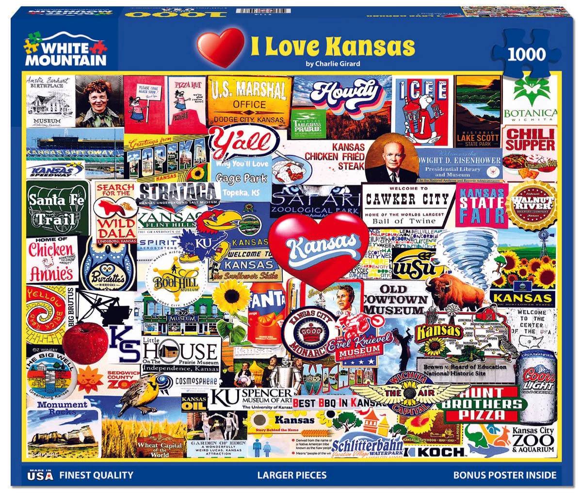 I Love Kansas (2114pz) - 1000 Piece Jigsaw Puzzle - Image 2