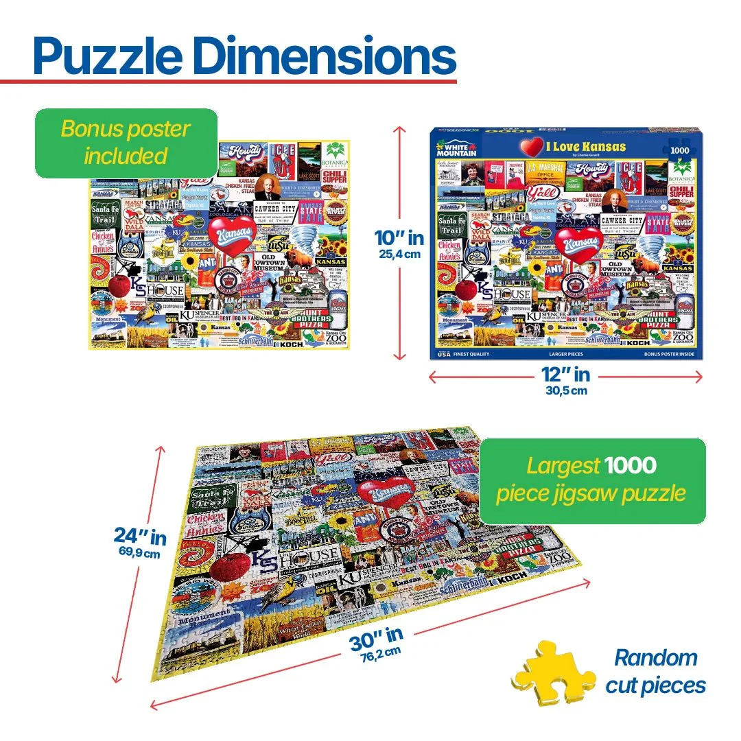 I Love Kansas (2114pz) - 1000 Piece Jigsaw Puzzle - Image 3