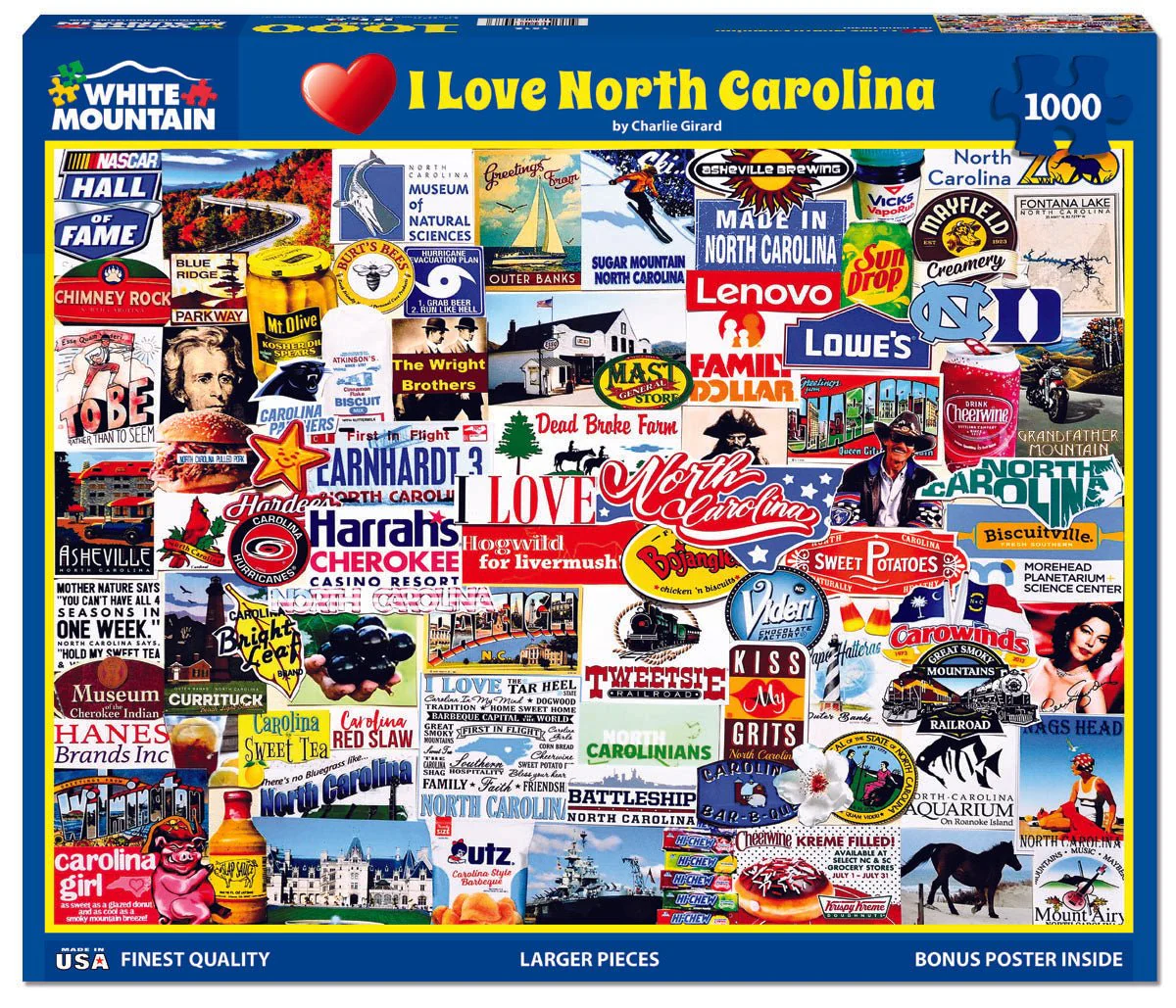 I Love North Carolina (1812pz) - 1000 Piece Jigsaw Puzzle - Image 2