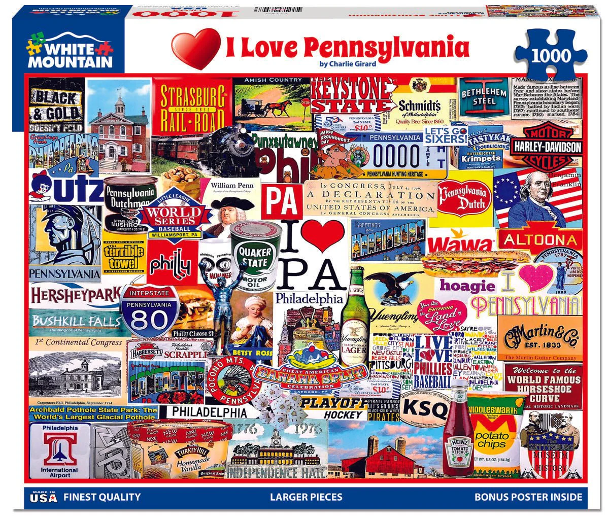 I Love Pennsylvania (1413pz) - 1000 Piece Jigsaw Puzzle - Image 2