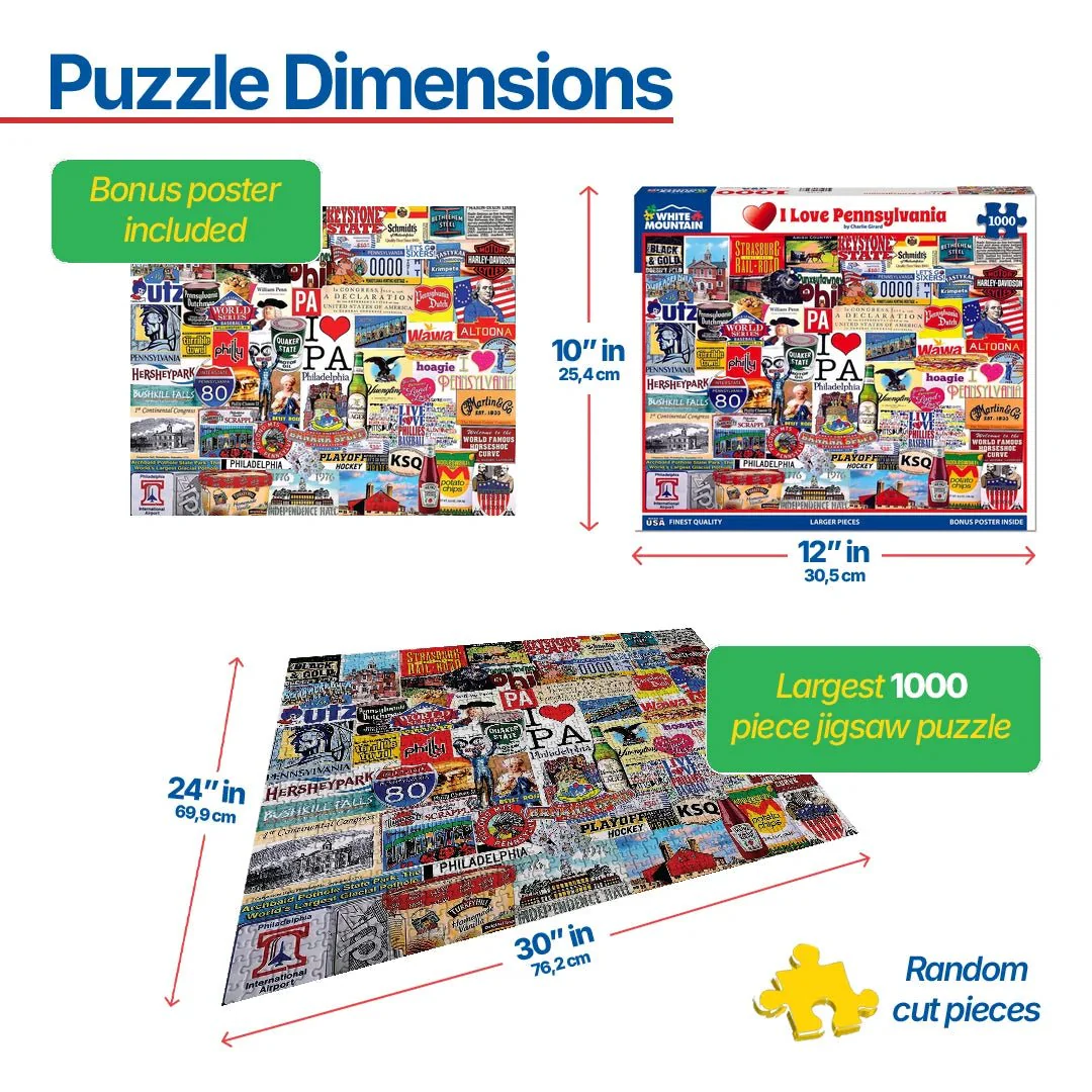I Love Pennsylvania (1413pz) - 1000 Piece Jigsaw Puzzle - Image 3