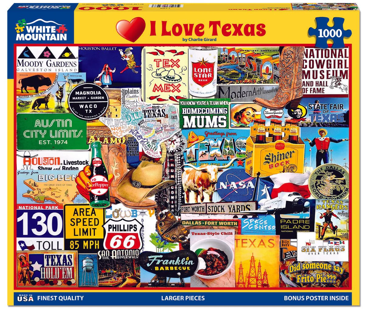 I Love Texas (1284pz) - 1000 Piece Jigsaw Puzzle - Image 2