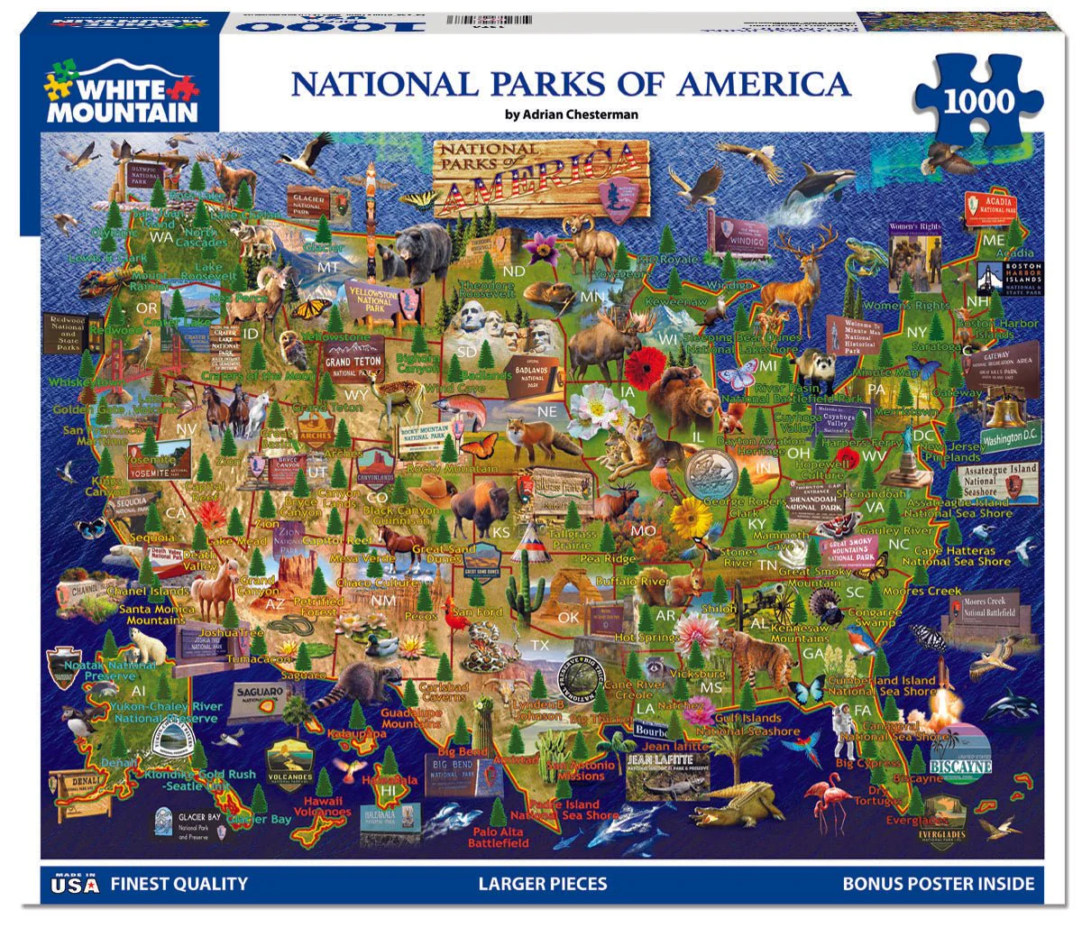 National Parks Map (1976pz) - 1000 Piece Jigsaw Puzzle - Image 2