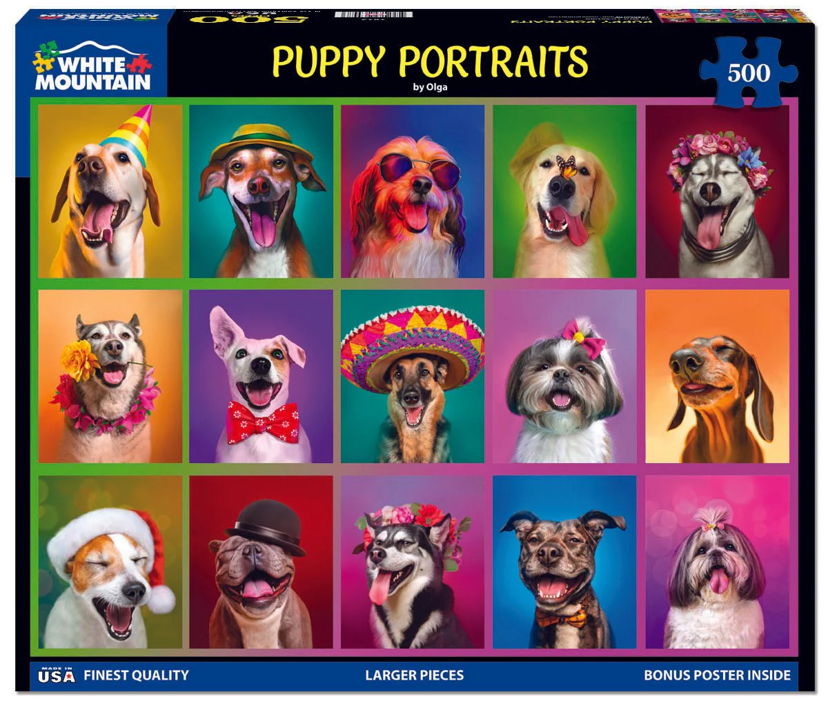 Puppy Portraits (1853pz) - 500 Piece Jigsaw Puzzle - Image 2