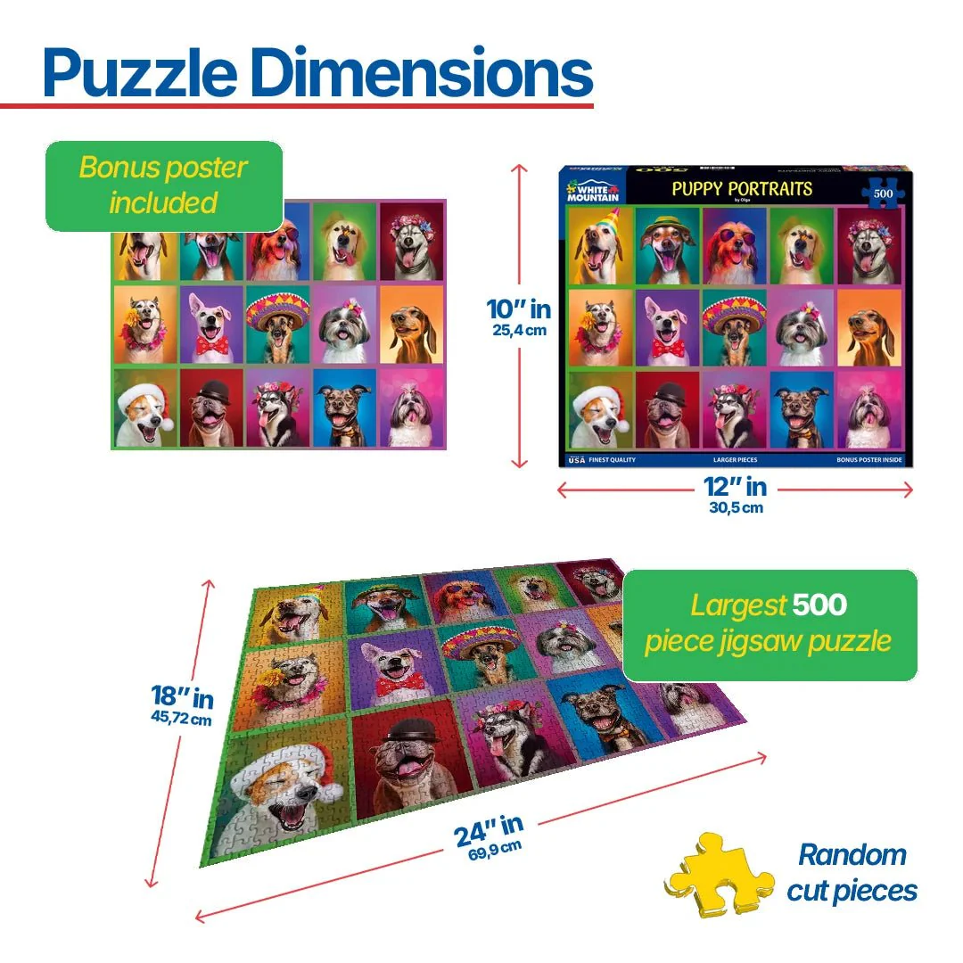 Puppy Portraits (1853pz) - 500 Piece Jigsaw Puzzle - Image 3