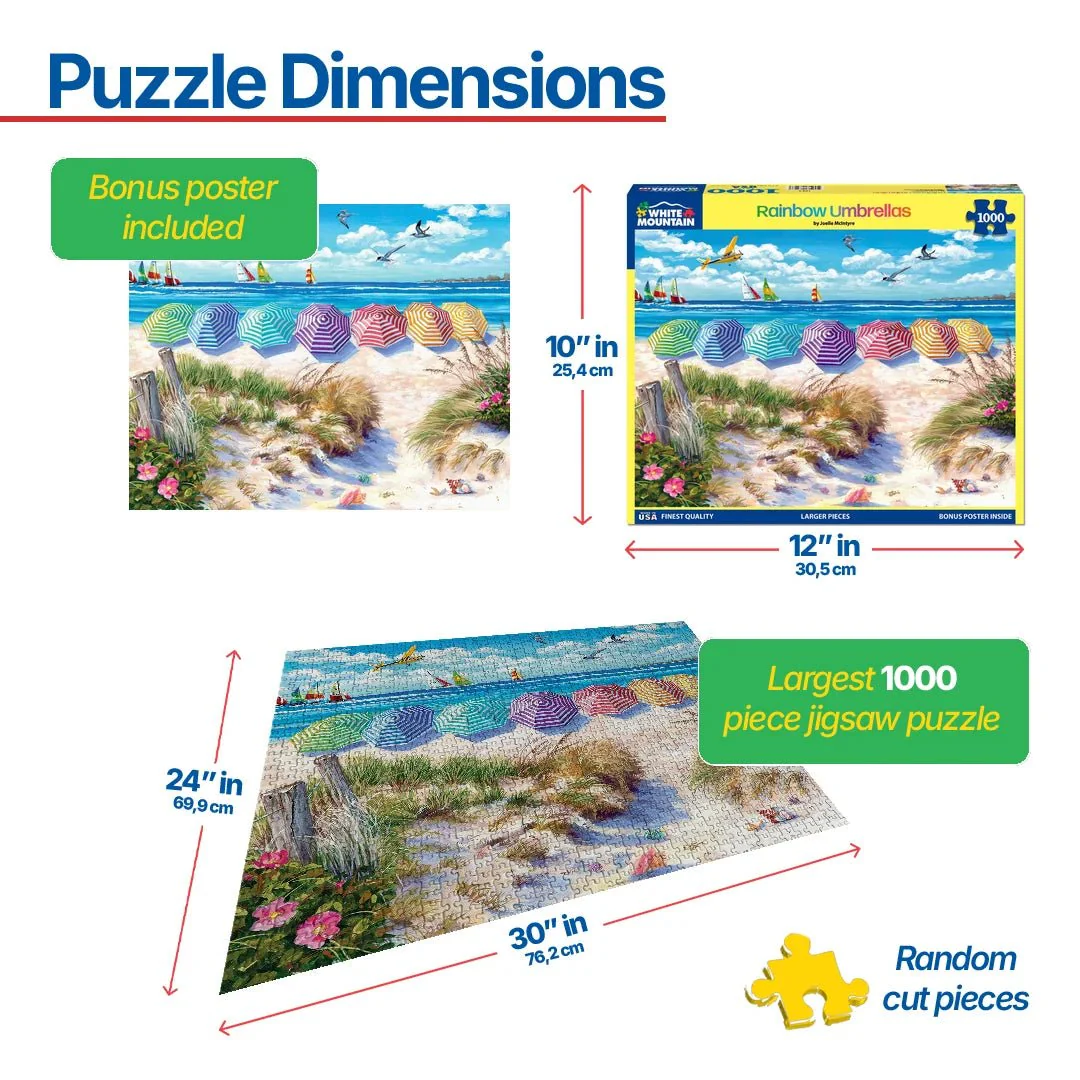 Rainbow Umbrellas (1954pz) - 1000 Piece Jigsaw Puzzle - Image 3