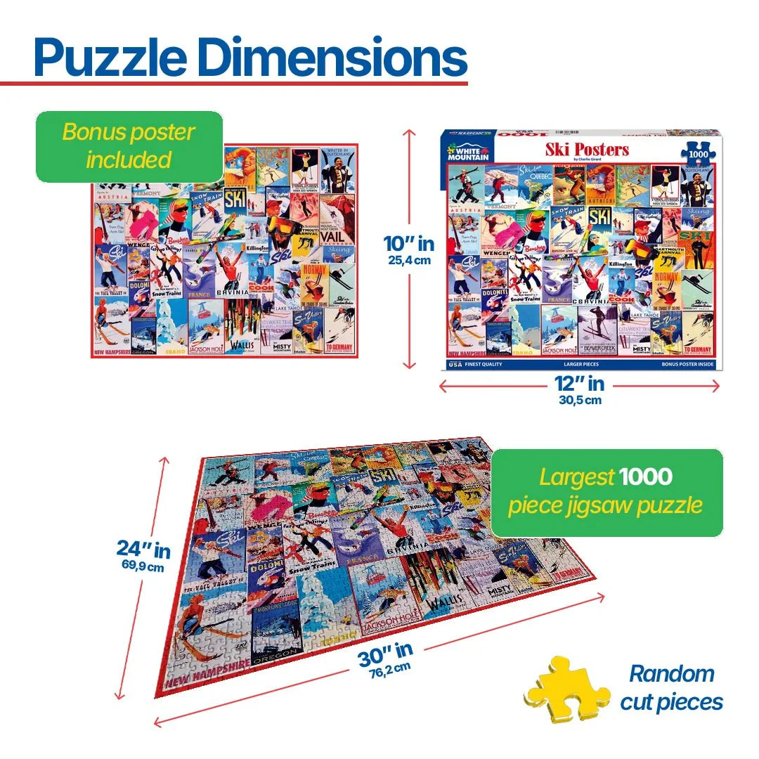 Ski Posters (932pz) - 1000 Piece Jigsaw Puzzle - Image 3