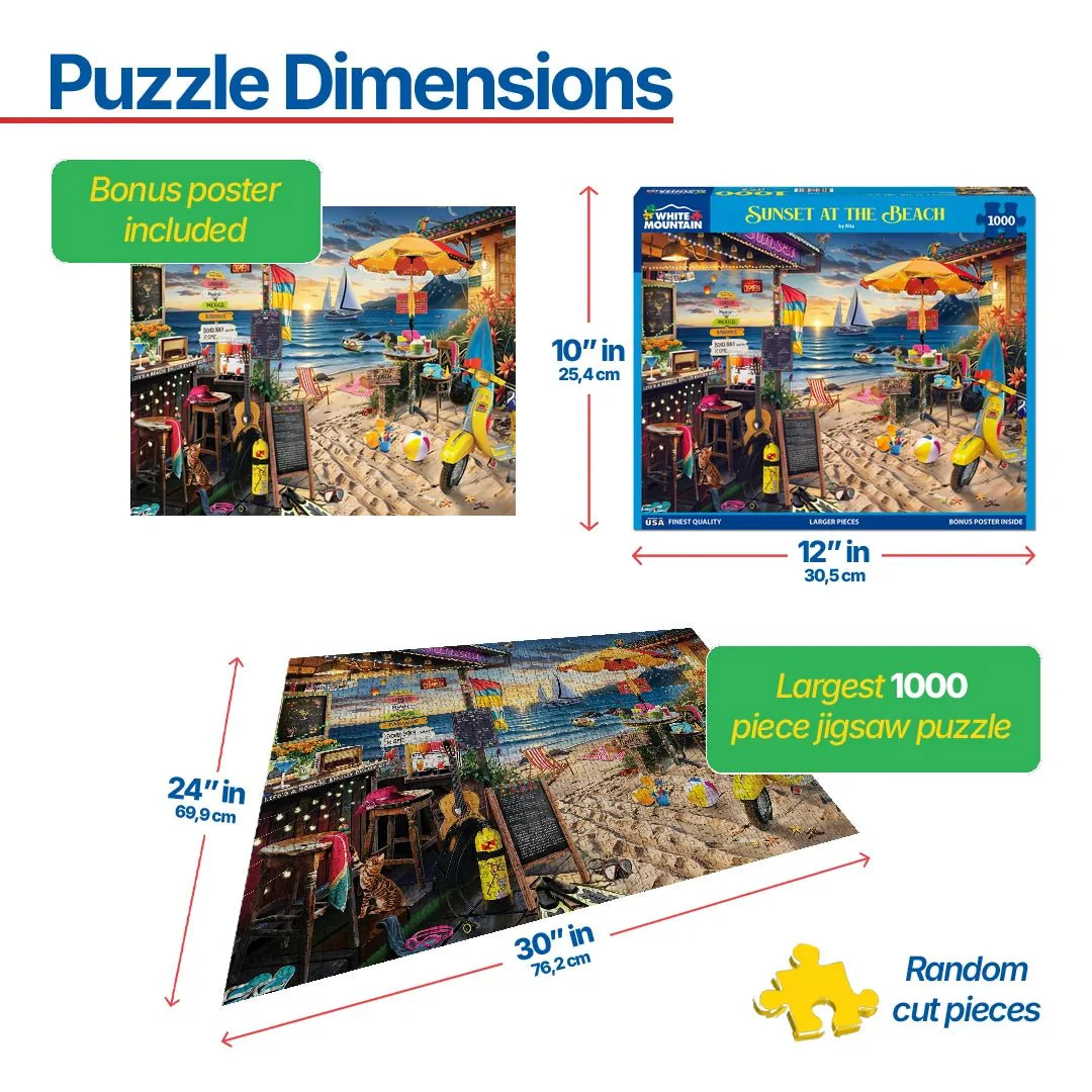 Sunset At The Beach (2133pz) - 1000 Piece Jigsaw Puzzle - Image 3