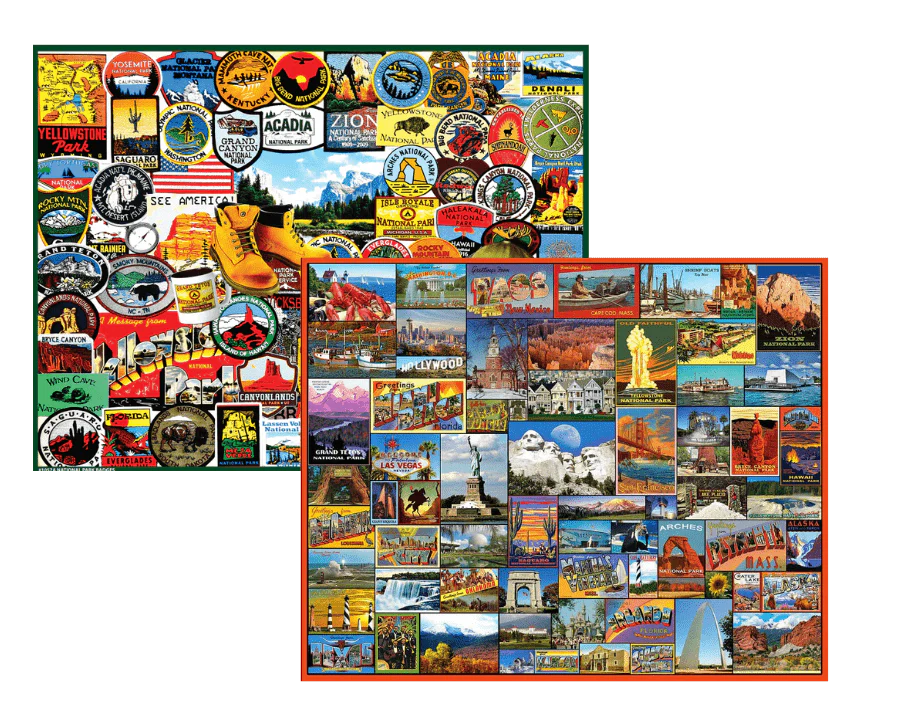 Set of 2: Travel Puzzle Bundle 1000 Piece