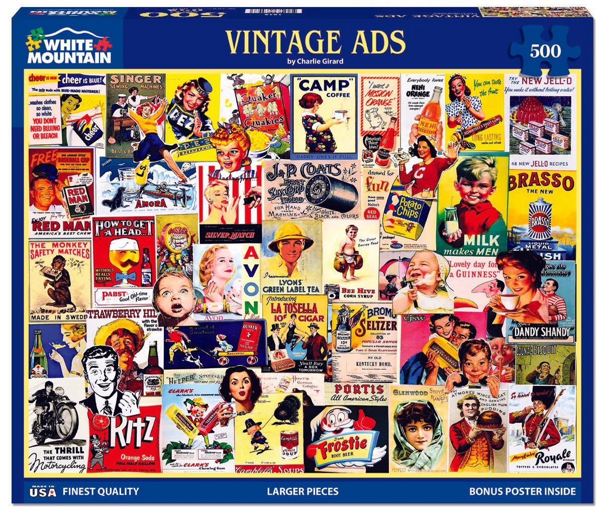 Vintage Ads (1813pz) - 500 Piece Jigsaw Puzzle - Image 2