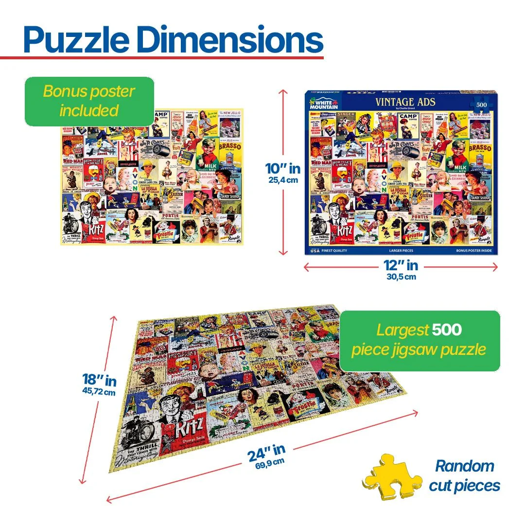 Vintage Ads (1813pz) - 500 Piece Jigsaw Puzzle - Image 3