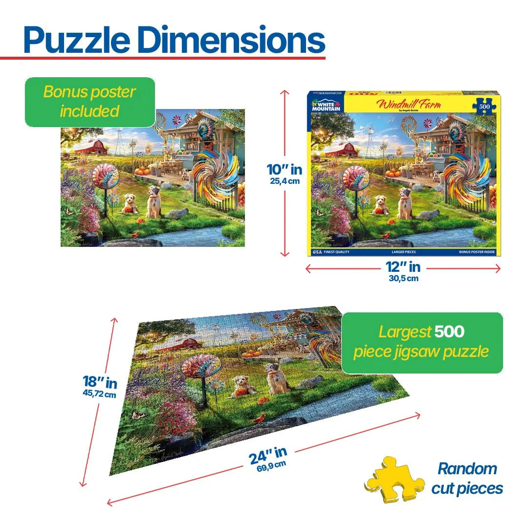 Windmill Farm (1905pz) - 500 Piece Jigsaw Puzzle - Image 3