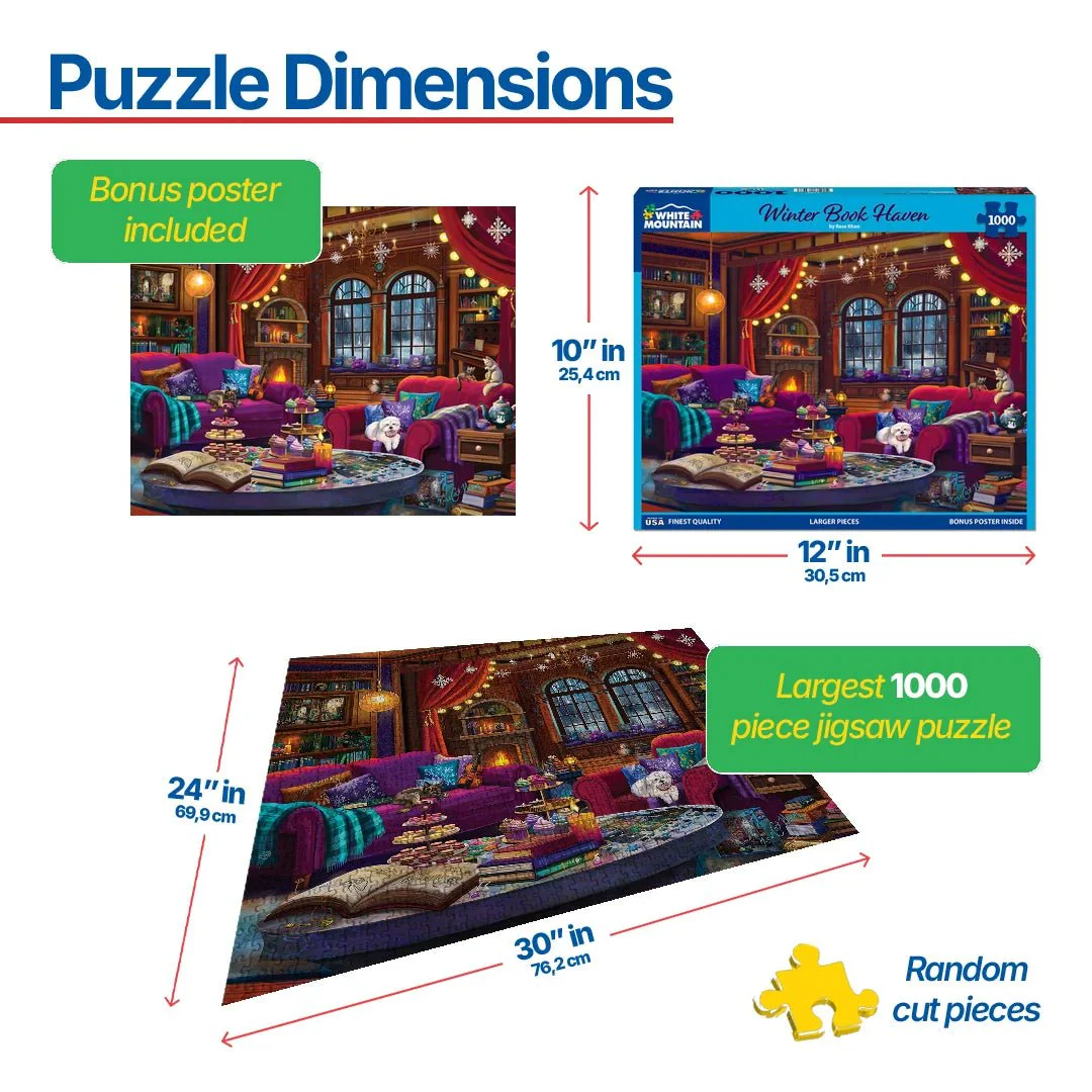 Winter Book Haven (2187pz) - 1000 Piece Jigsaw Puzzle - Image 3